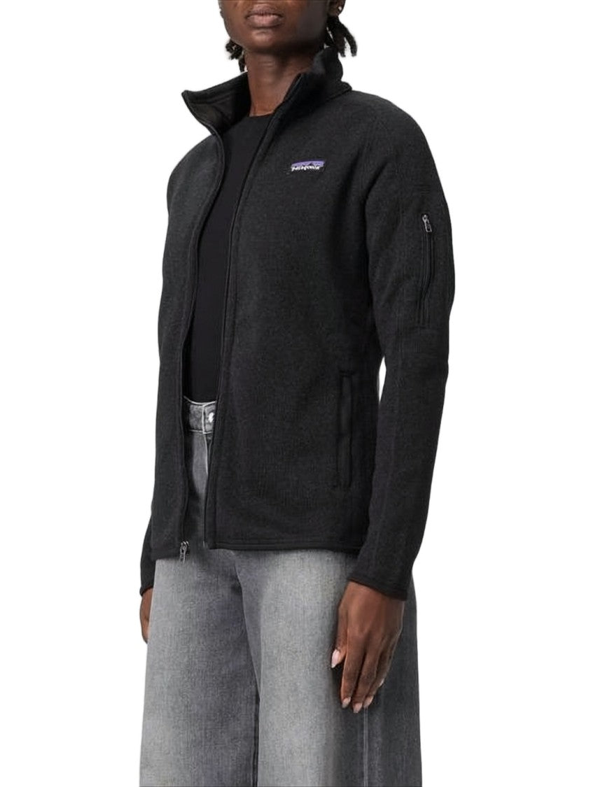 Patagonia High-Collar Black Jacket With Full Front Zipper