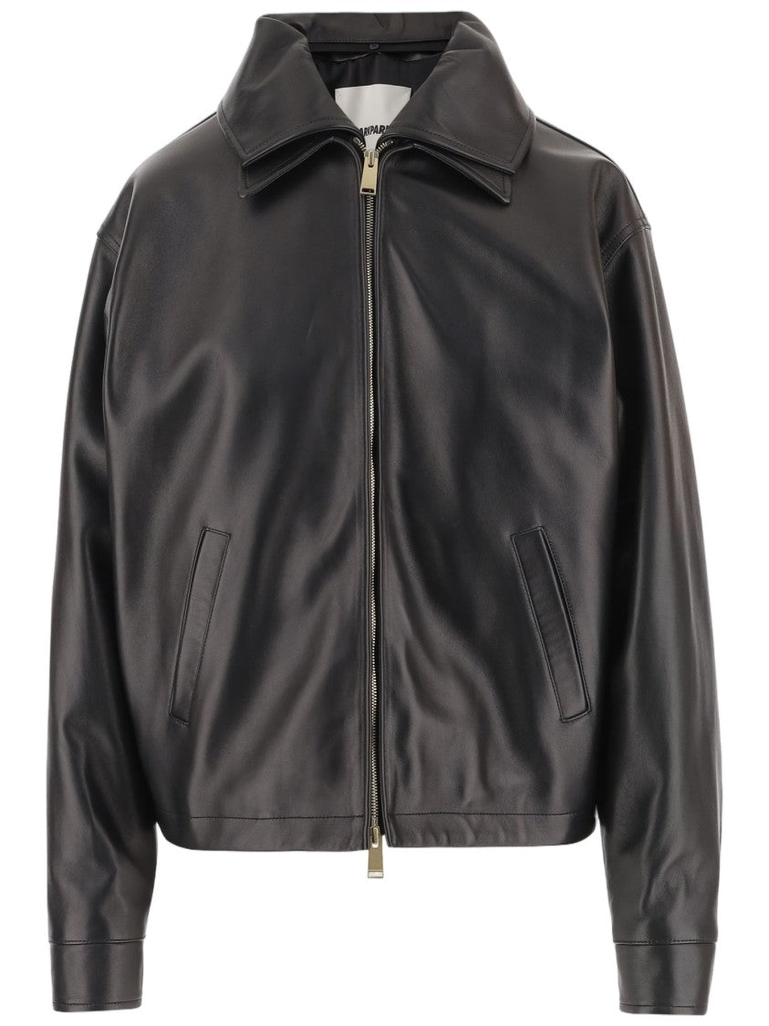 Darkpark Mabel Bomber Jacket With Double Leather Collar