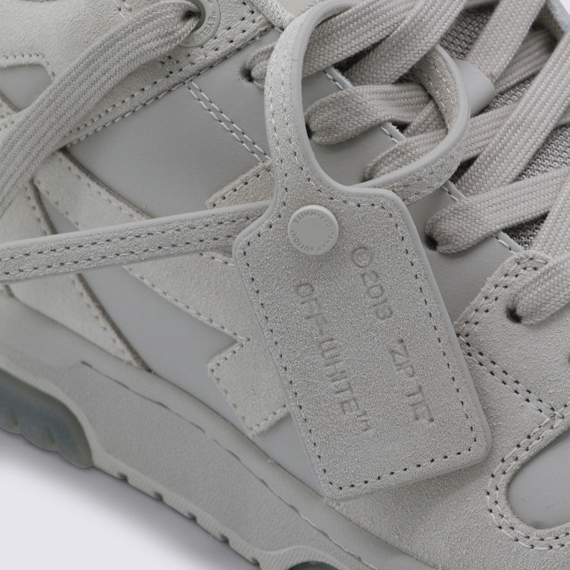Off-White Low-Top Grey Sneakers With Textured Overlays