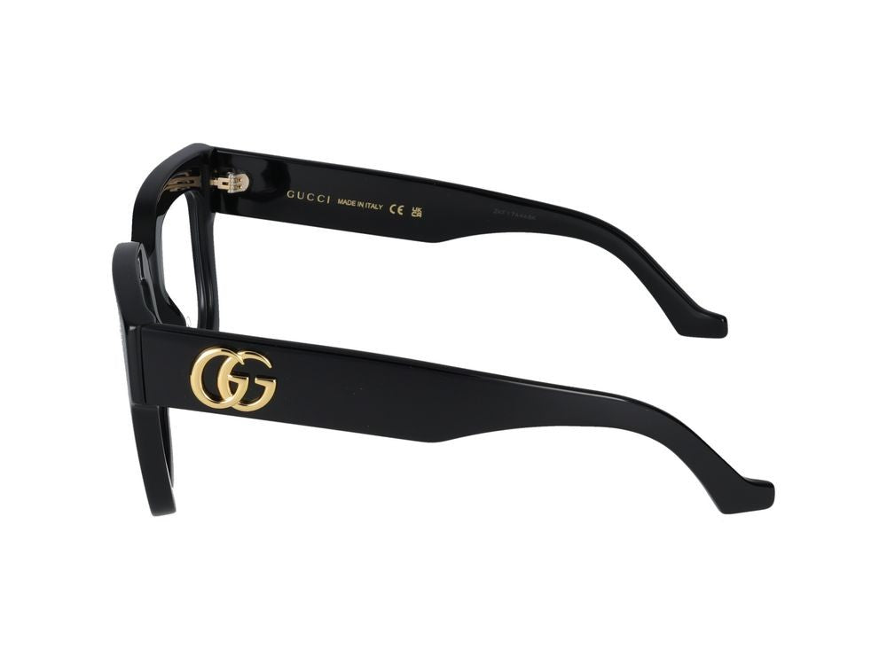Gucci Black Gold Accents Oversized Square Eyeglasses