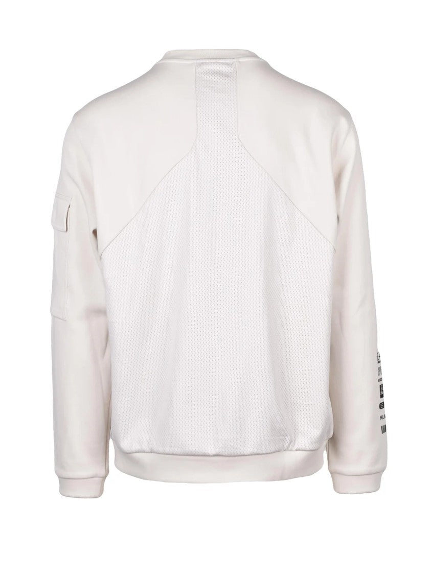 Ea7 Emporio Armani Beige Crewneck Cotton-Blend Sweatshirt