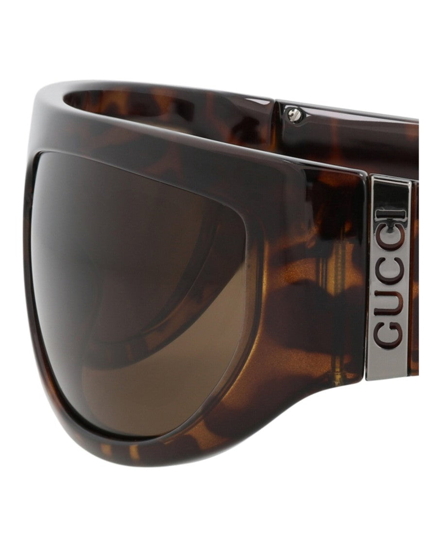 Gucci Shield-Frame Injection Sunglasses With Tortoiseshell Pattern