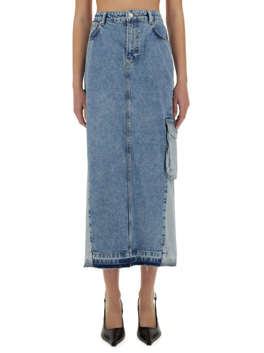 Moschino High-Waisted Long Denim Skirt