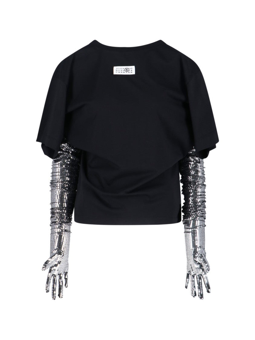 Mm6 By Maison Margiela Numeric Tag Gloves T-Shirt – Black