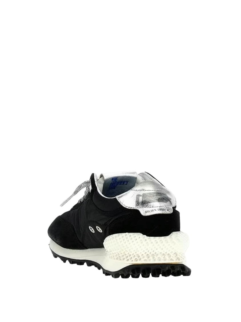 Golden Goose Textured Black Upper Sneakers With Silver Accents
