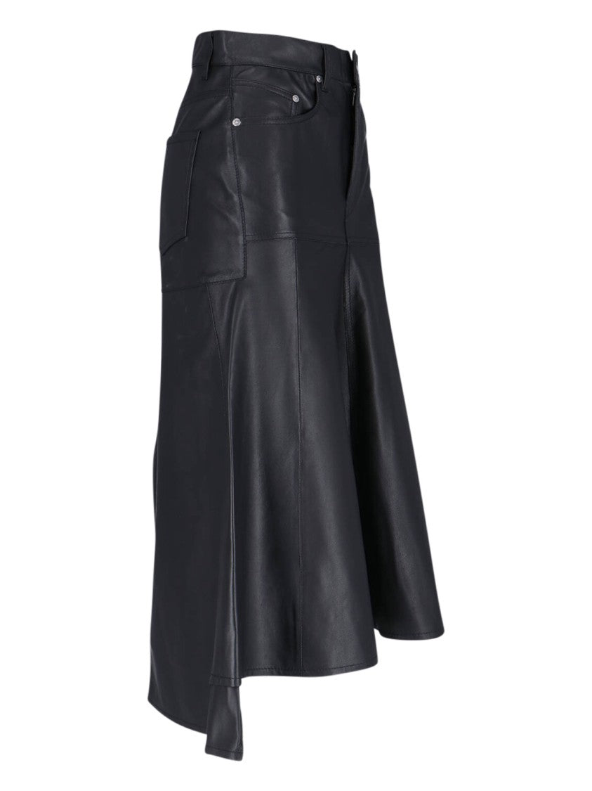 Victoria Beckham High-Waisted Leather Midi Skirt With Flared Design