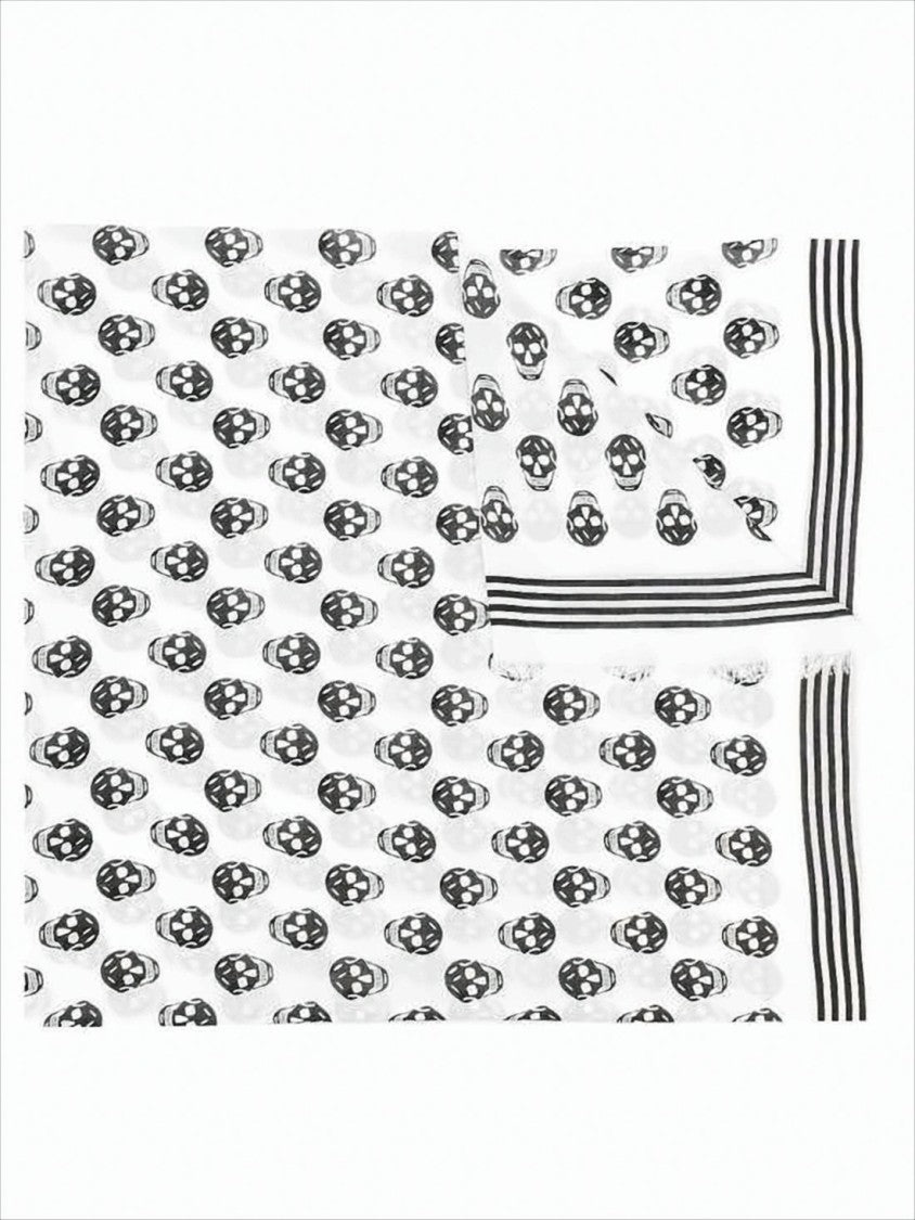 Alexander Mcqueen Rectangular Modal Scarf With Signature Skull Pattern