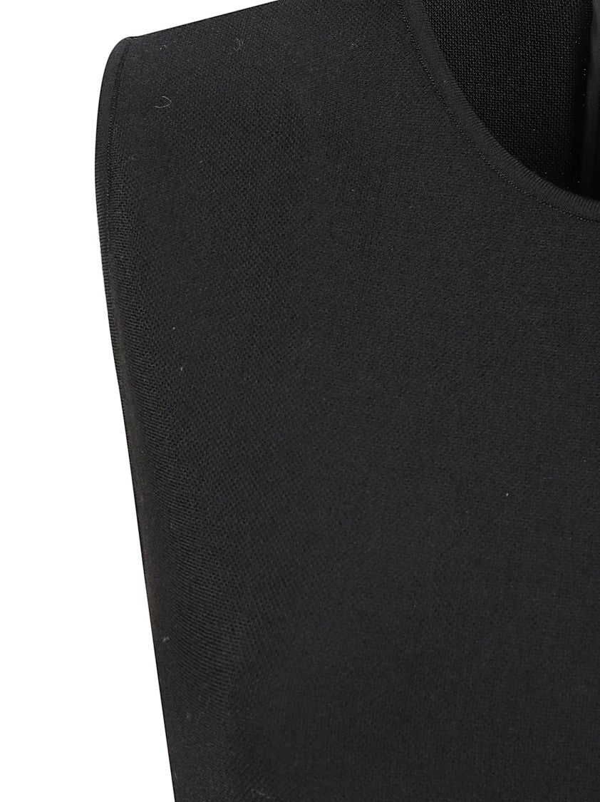 Alexander Mcqueen Black Compact Wool Viscose Asymmetrical Sleeveless Dress