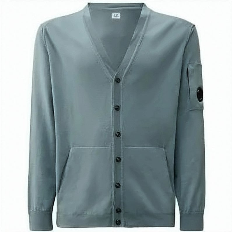 C.P. Company V-Neck Blue Cotton Cardigan