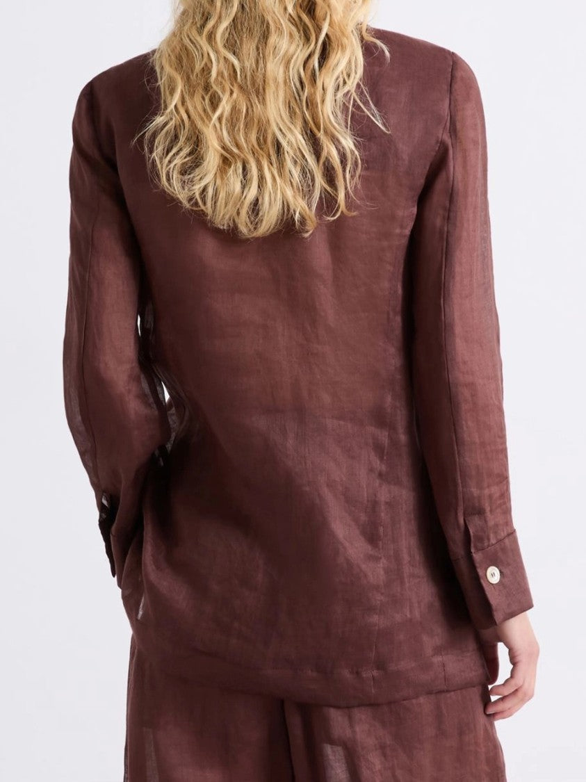 Marella Brown Mllclasse Loose-Fitting Ramie Jacket