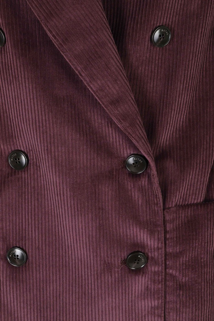 Myths Bordeaux Double-Breasted Corduroy Patch Pocket Jacket