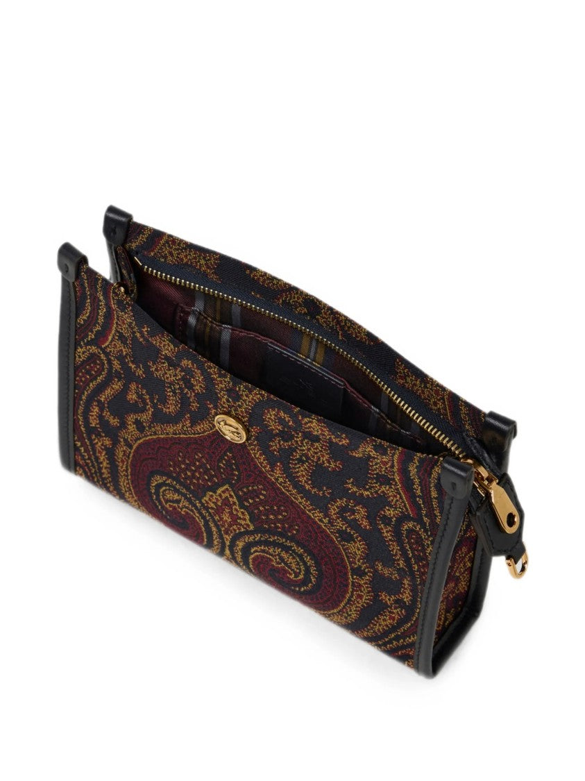Etro Intricate Paisley Pattern Pouch With Gold Hardware