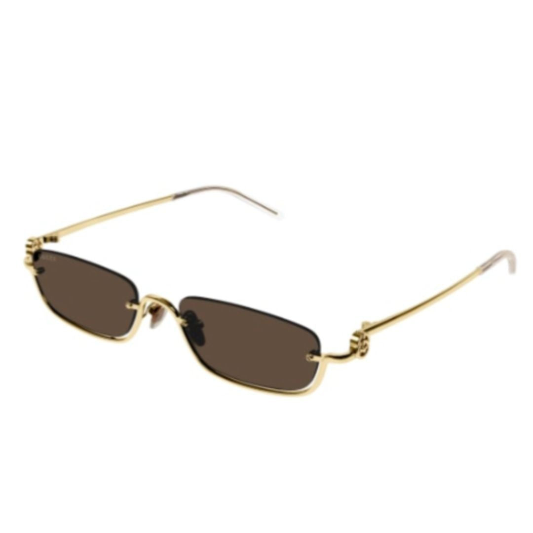 Gucci Gold Gg1278s Rectangular Metal Frame Sunglasses