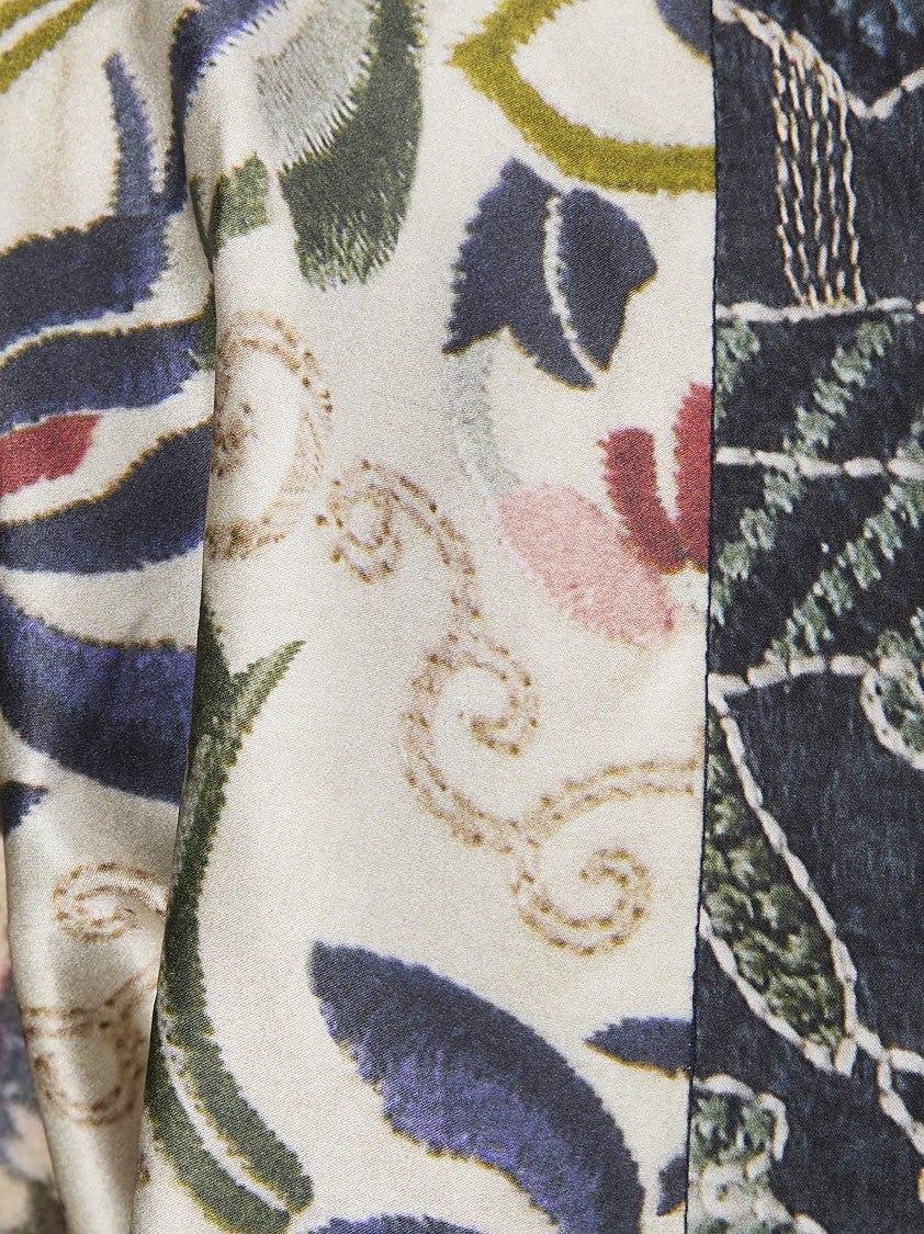 Hui Chinese-Style Printed Silk Jacket With Mandarin Collar And Button Closures