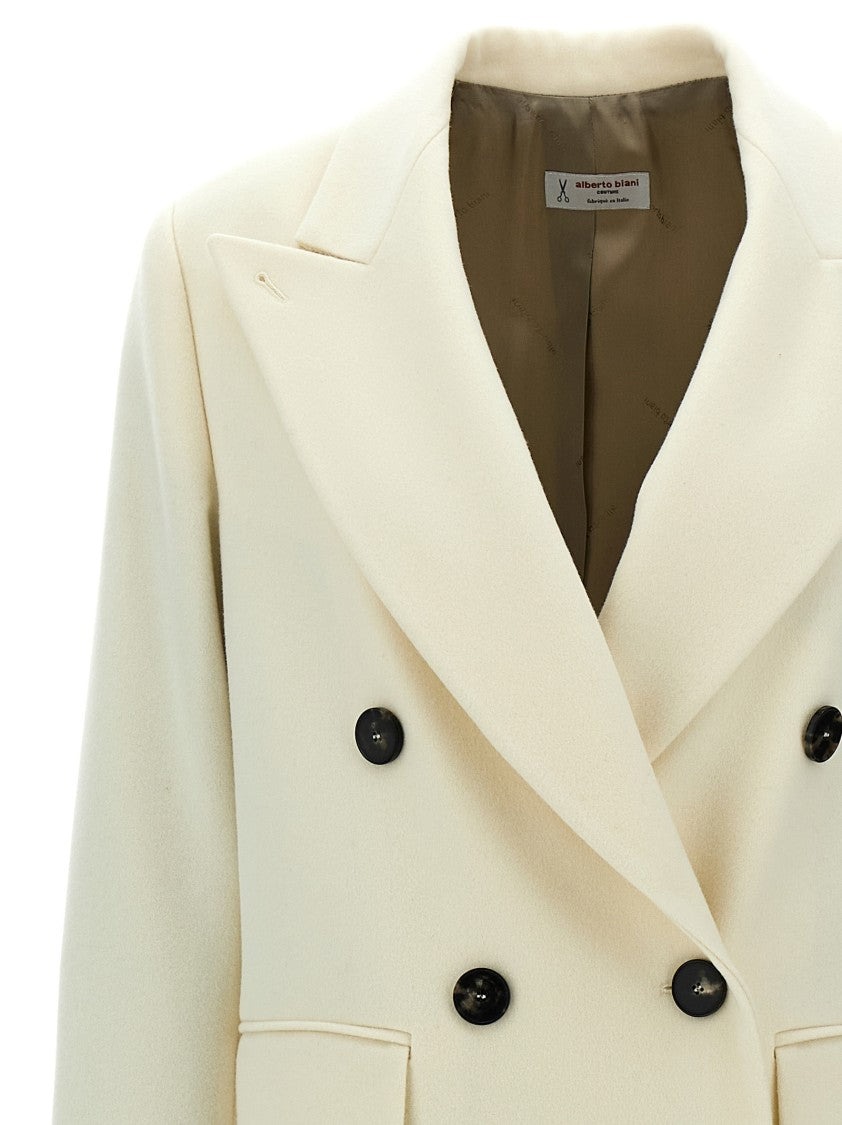 Alberto Biani Double-Breasted Wool Coat With Peak Lapels