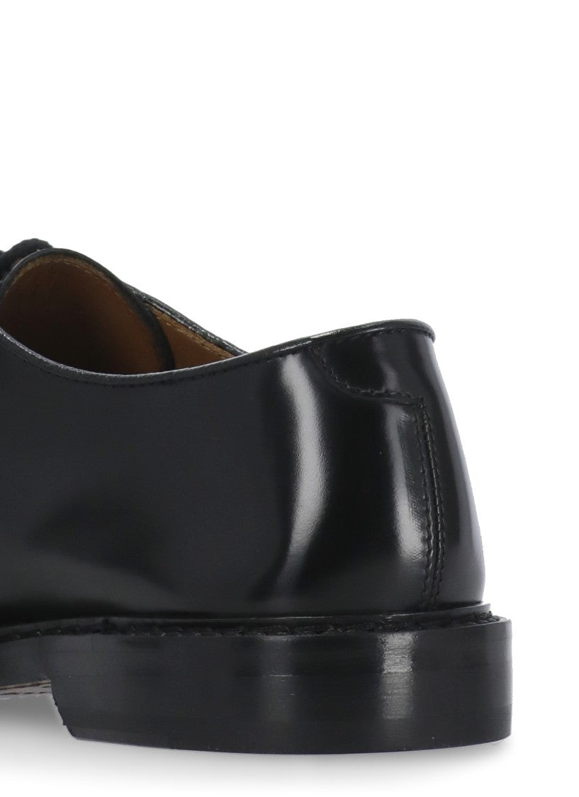 Doucal's Black Smooth Leather Lace-Up Shoes