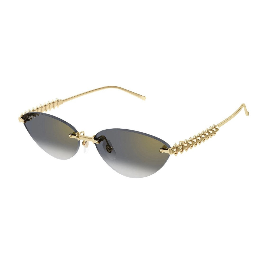 Cartier Rimless Cat-Eye Sunglasses With Pyramid Studs