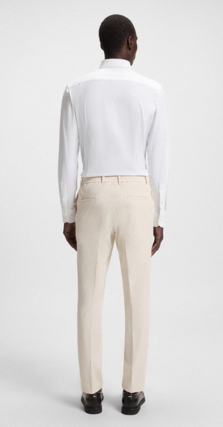 Boss Tailored Stretch Fabric Trousers With Hook-And-Eye Closure