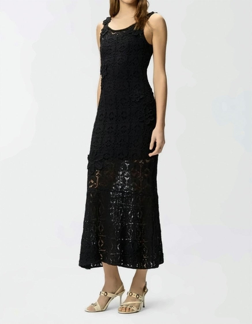 Pinko Juncus Crochet Flower Maxi Dress