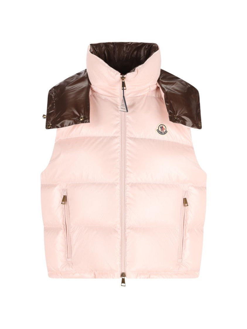 Moncler Sleeveless Detachable Overlay High-Collar Puffer Jacket