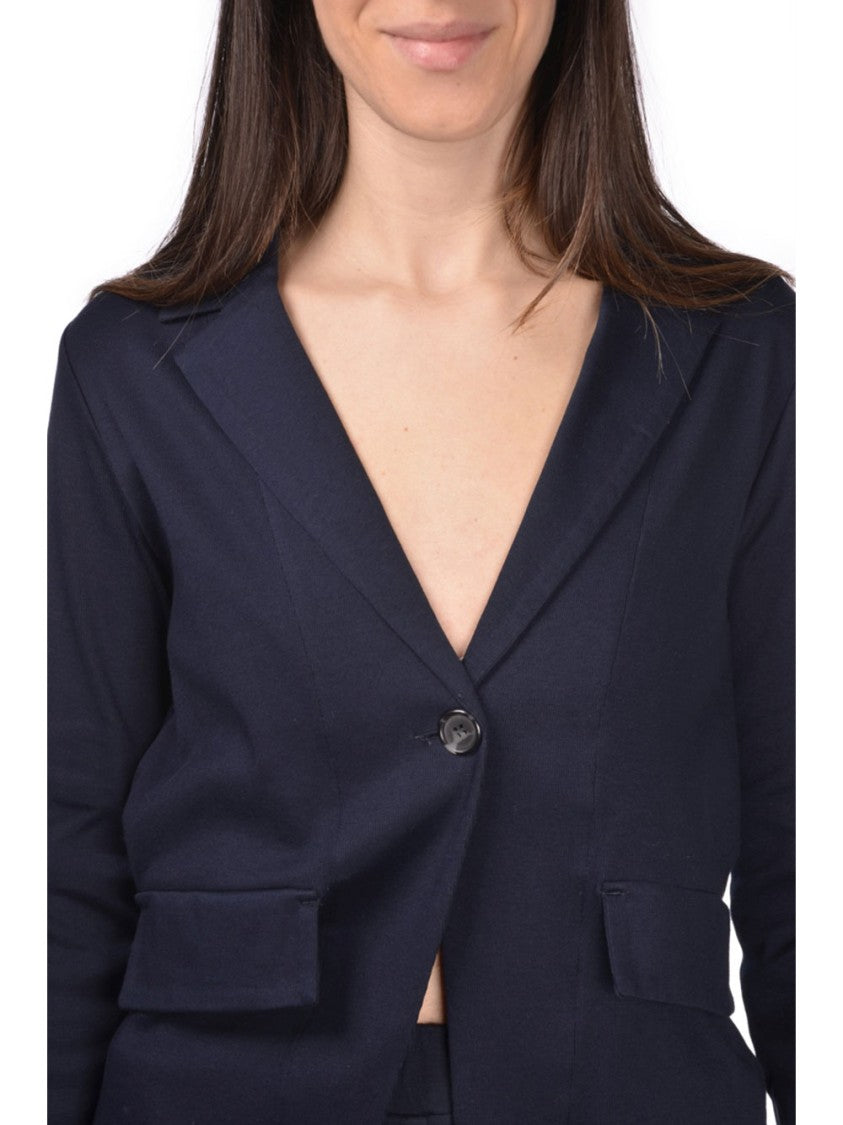 Gran Sasso Black Giacchina Tailored Cotton V-Neck Jacket