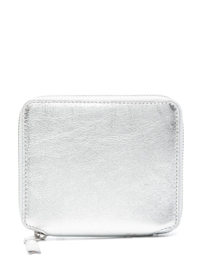 Comme Des Garçons Silver Calfskin Leather Zip-Around Wallet