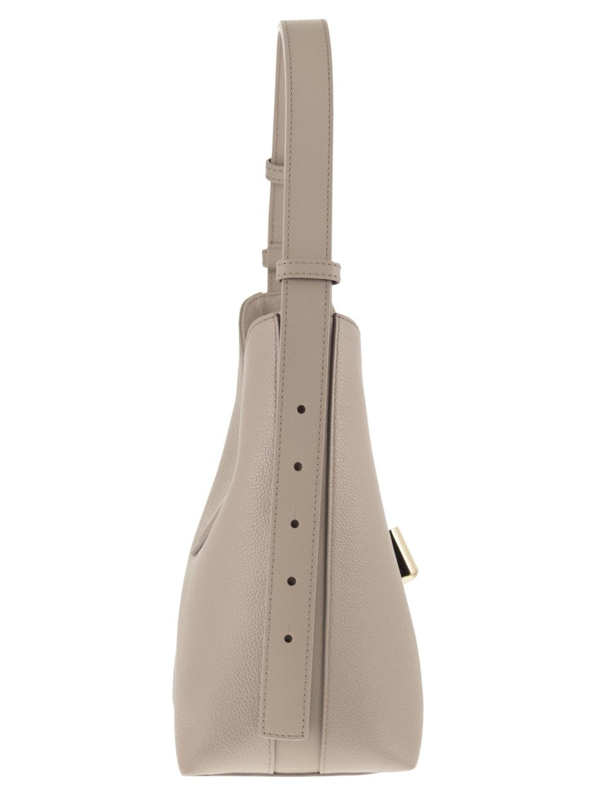 Furla Soft Leather Hobo Bag With Embossed Calfskin