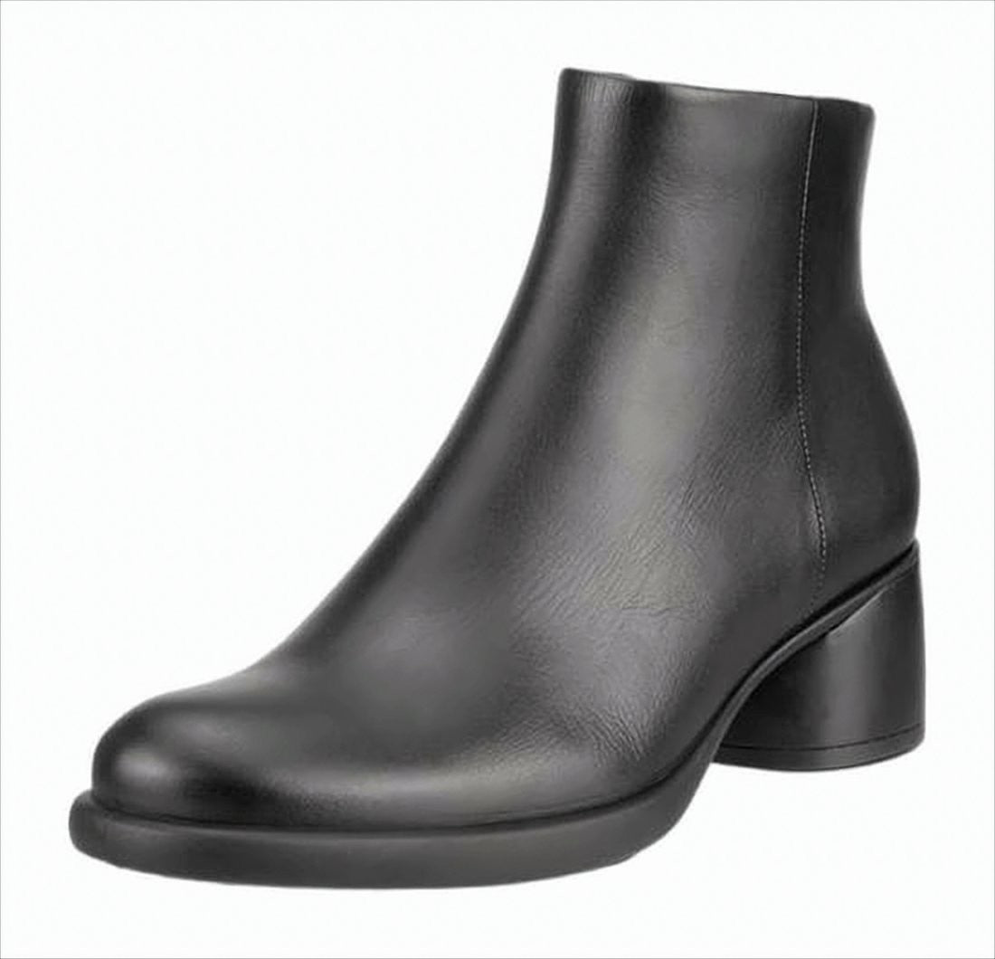 Ecco Smooth Leather Ankle Boots With Side Zipper
