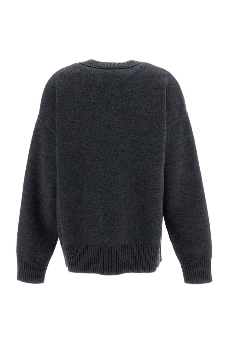 Ami Paris Crewneck Sweater With Contrasted Ami De Coeur
