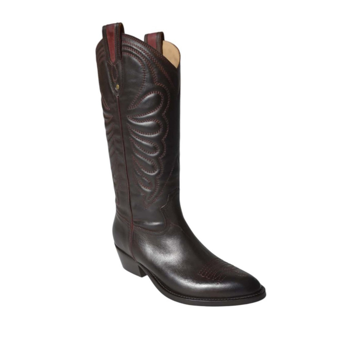 Paola D'arcano Dark Brown Leather Ohio Cowboy Boots