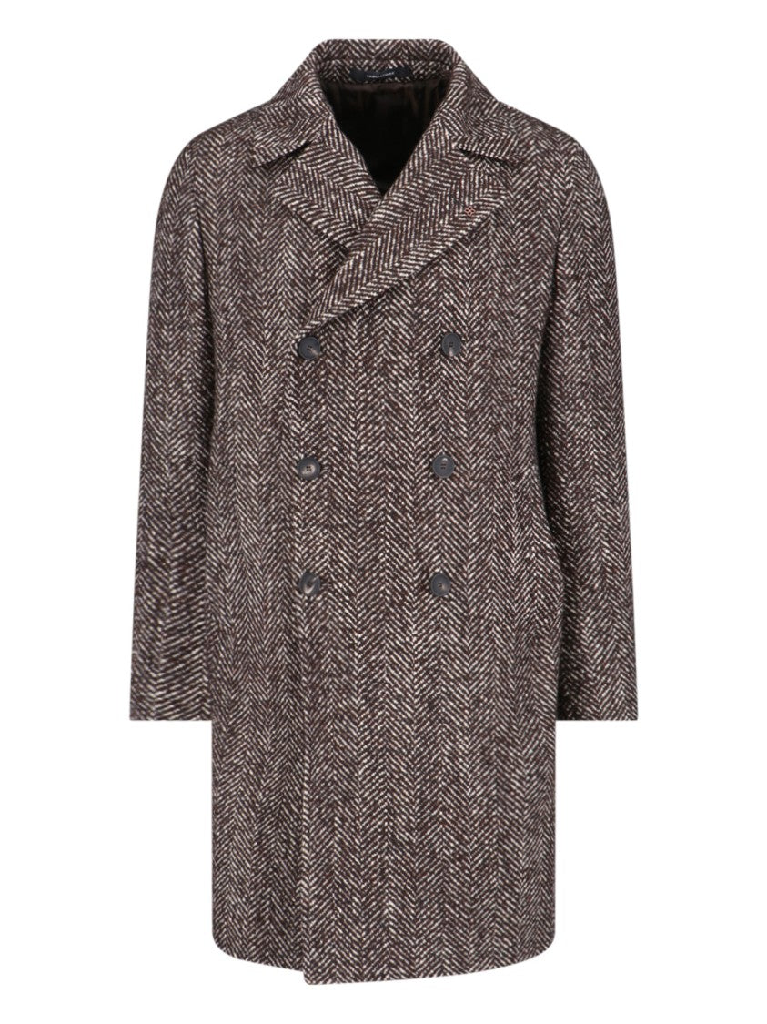 Tagliatore Double-Breasted Coat – Brown