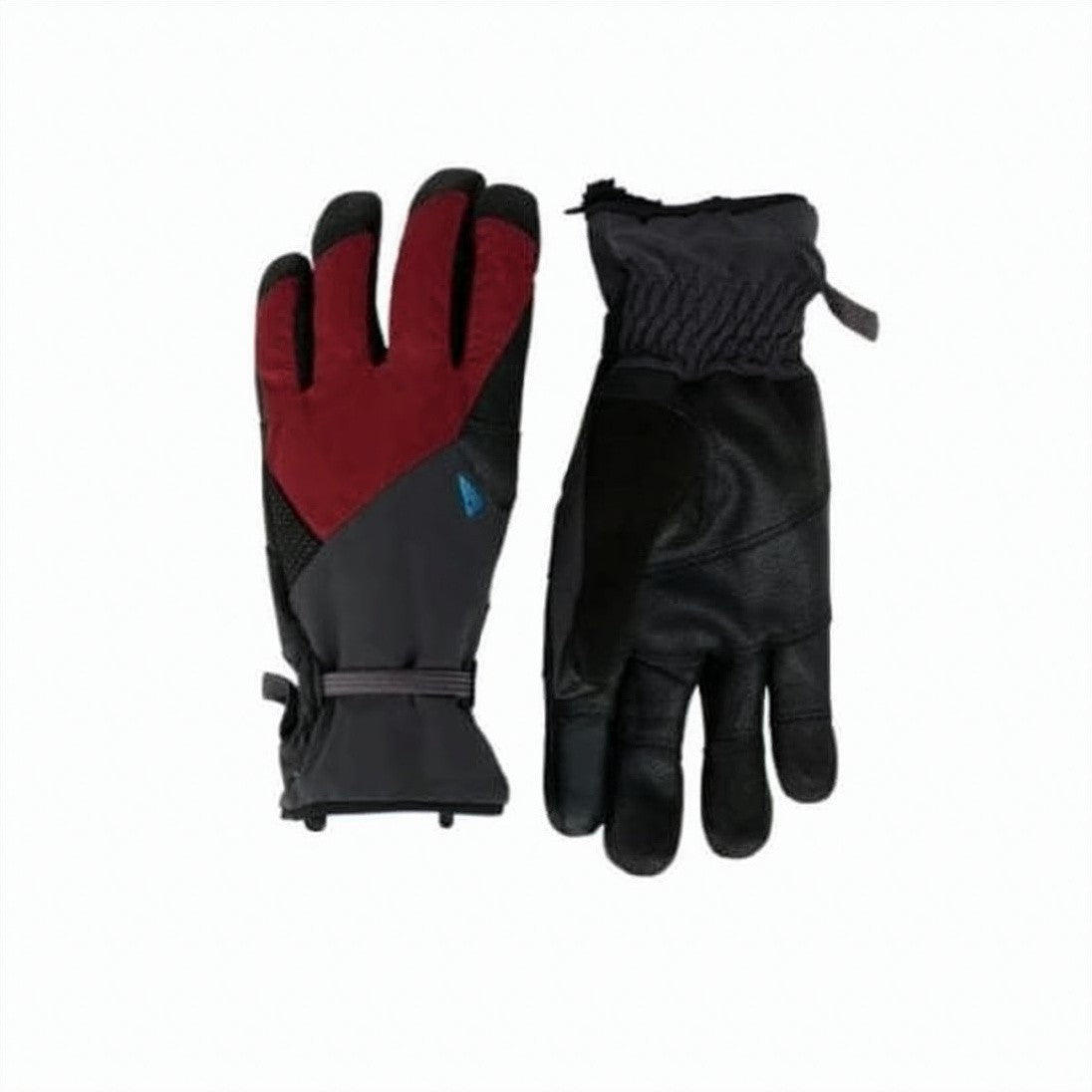 Klattermusen Textured Black Gloves With Deep Red Fabric