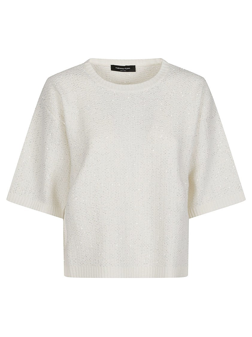 Fabiana Filippi Round Neck Cropped Virgin Wool-Blend Sweater