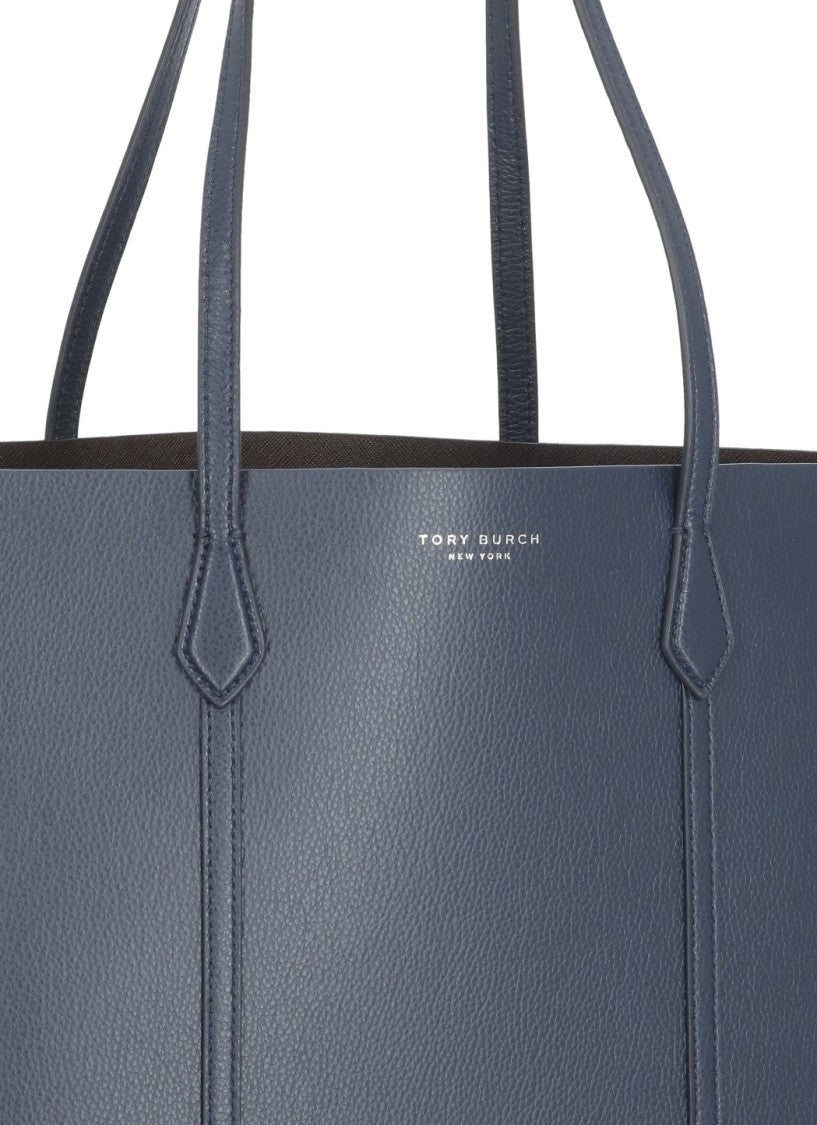 Tory Burch Textured Leather Tote Bag With Contrasting Logo Detail