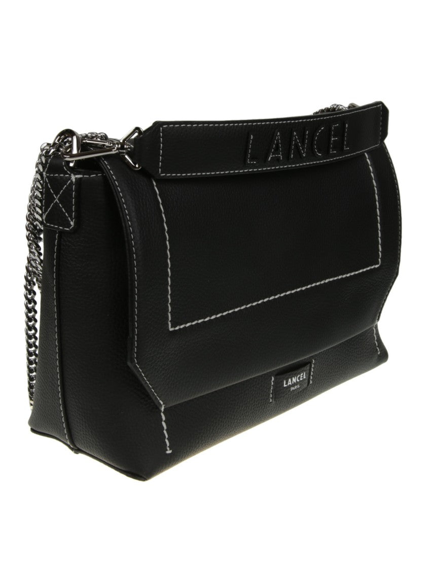 Lancel Ninon Soft Black Structured Flap Bag