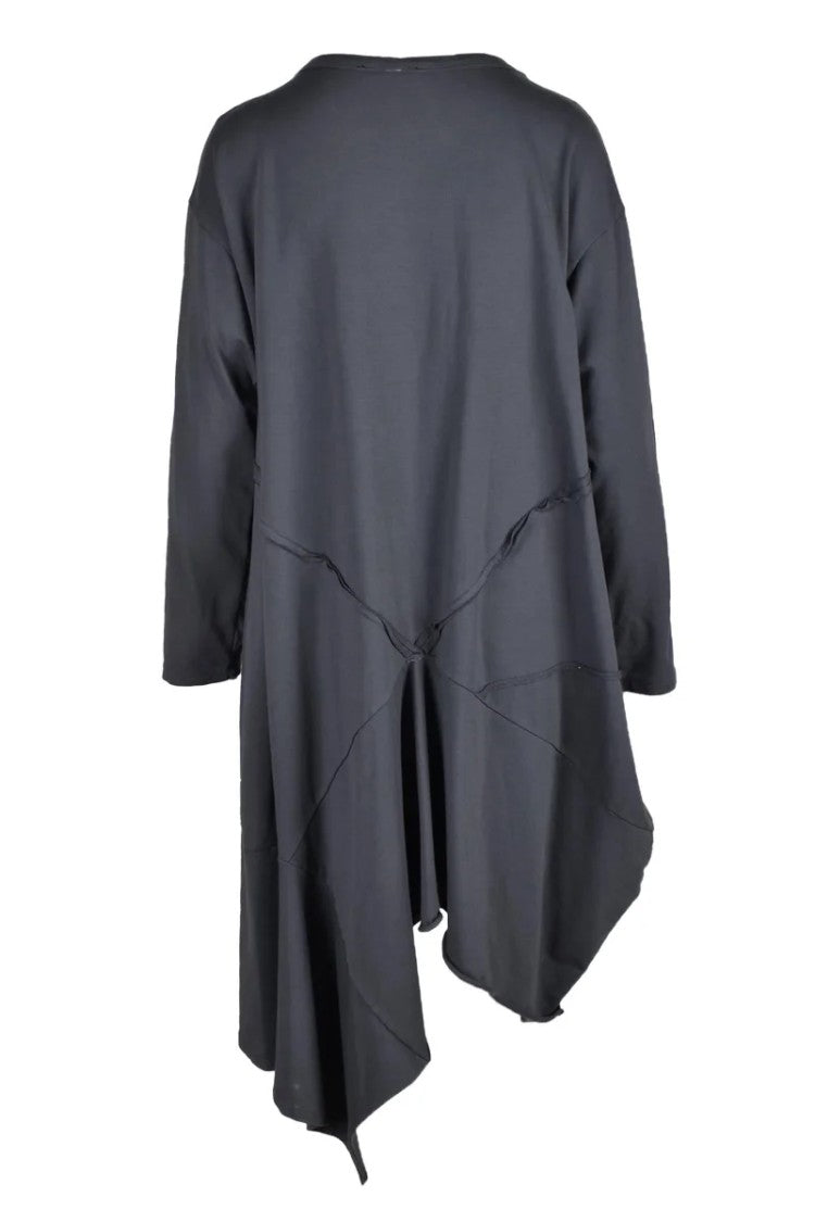 Ebarrito Grey Asymmetrical Cotton-Blend Evening Dress