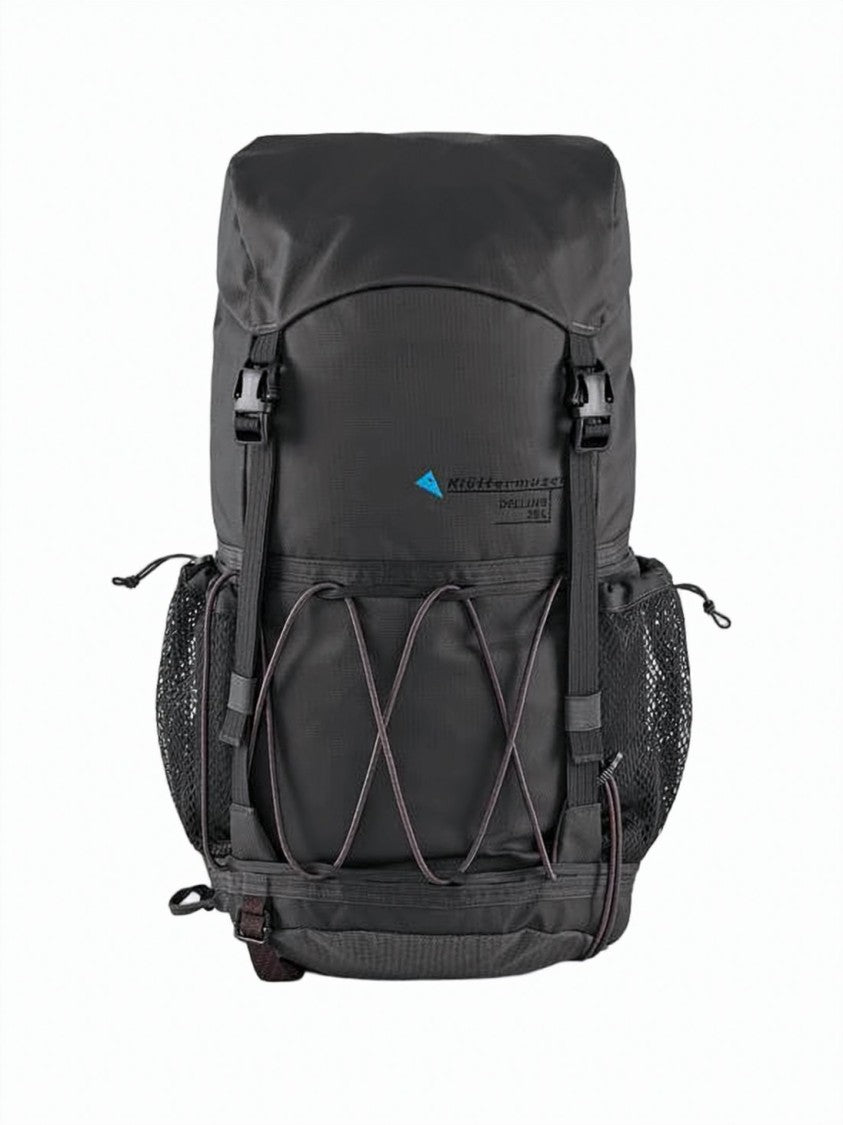 Klattermusen Robust Structured Black Backpack With Buckles And Elastic Storage
