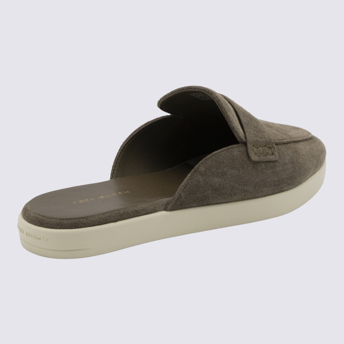 Tory Burch Slip-On Mule Flats With Gold-Tone Logo Emblem