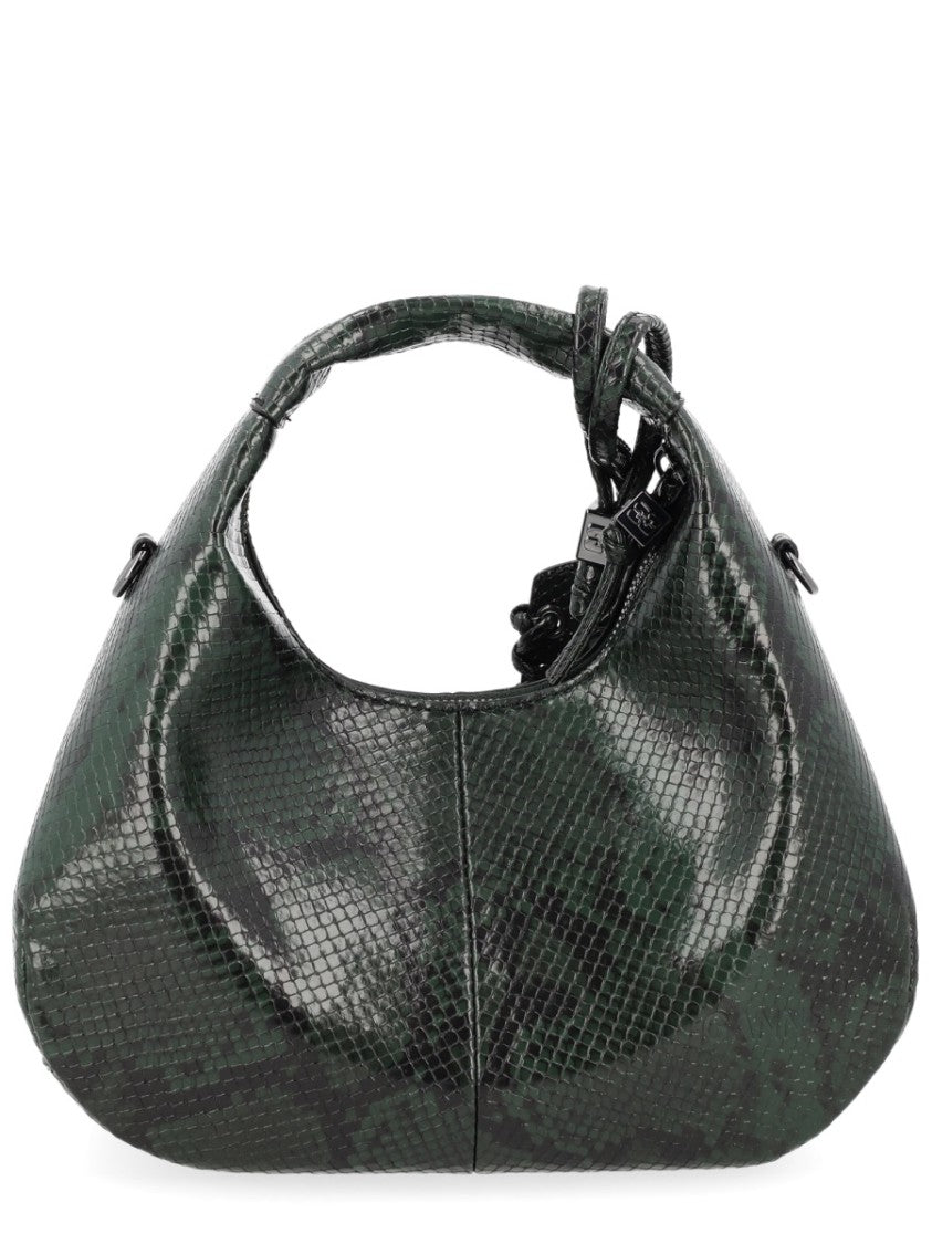 Ganni Textured Snake Pattern Tag Handbag