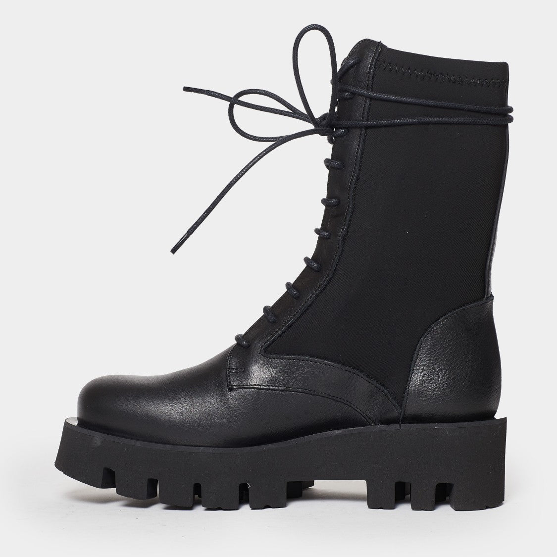 Paloma Barceló Neoprene-Accented Black Leather Ankle Boots