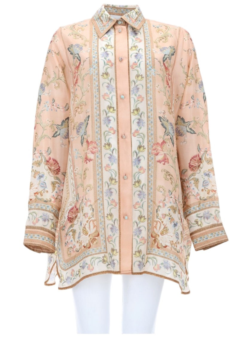 Zimmermann Roselight Floral Bird Silk Blouse