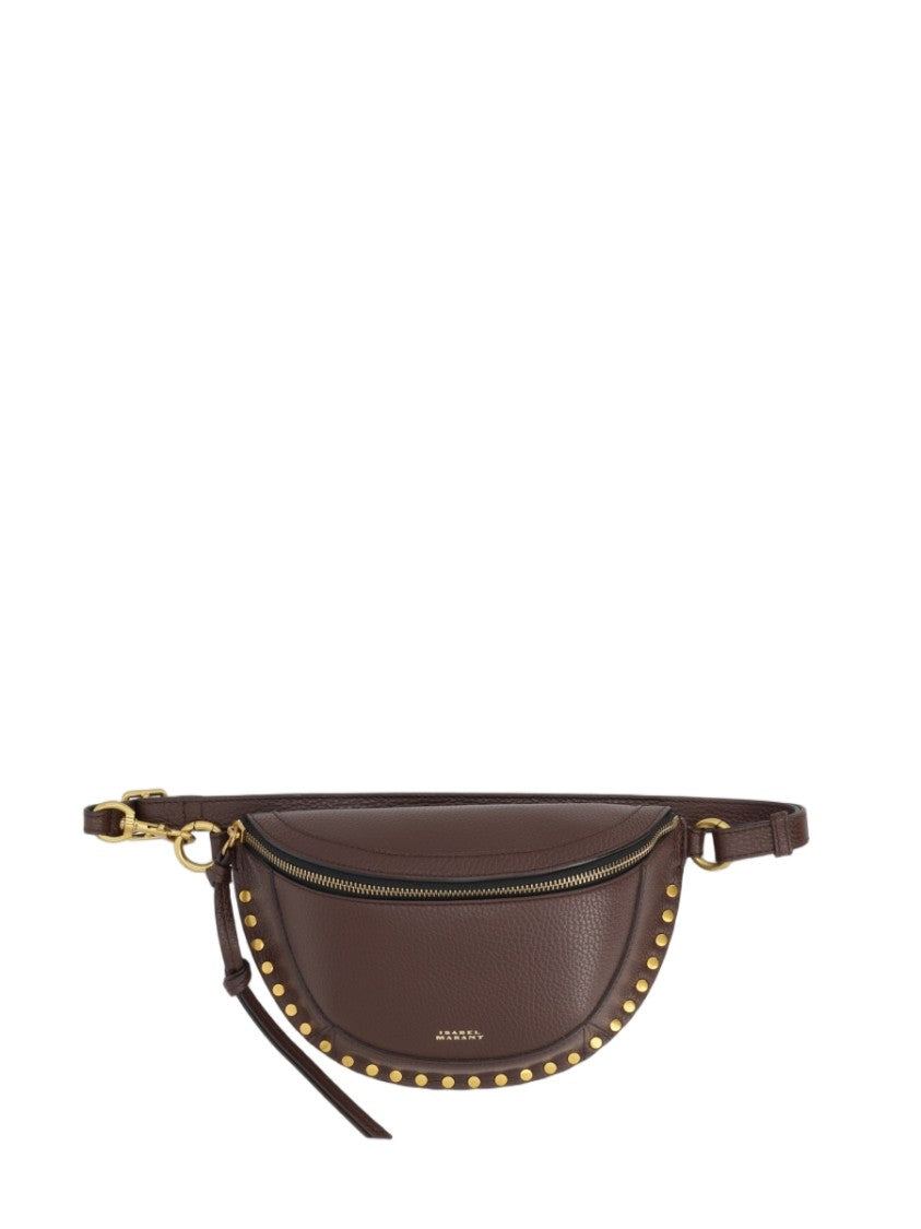 Isabel Marant Semi-Circular Brown Leather Belt Bag With Gold-Tone Accents