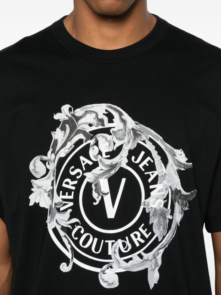 Versace Jeans Couture Short-Sleeve Cotton T-Shirt With Ornamental Logo Detail