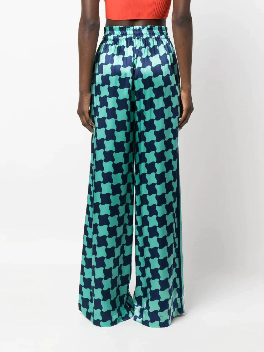 Casablanca Graphic-Print Silk Trousers