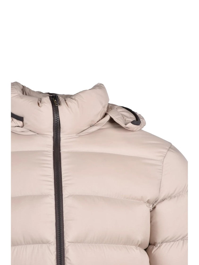 Herno Beige Removable Hood Polyamide Down Jacket