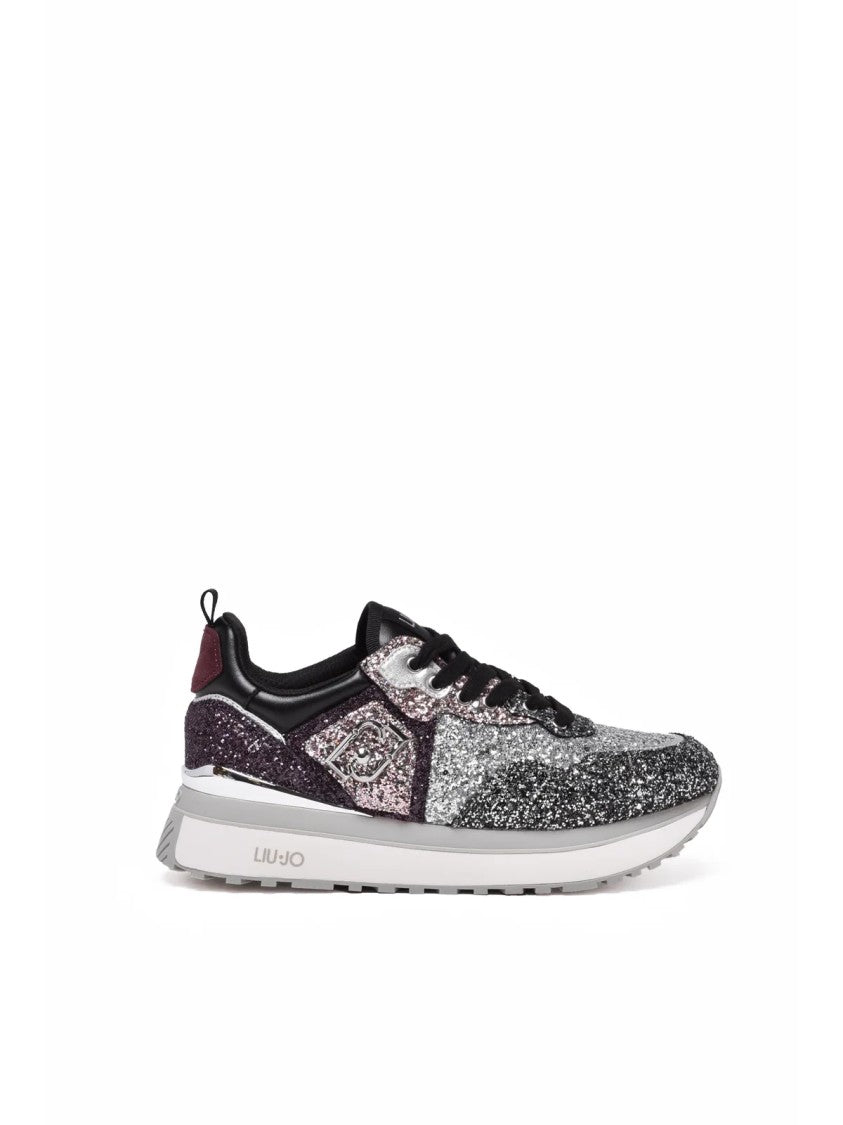 Liu Jo Black Polyurethane Glitter Sneakers