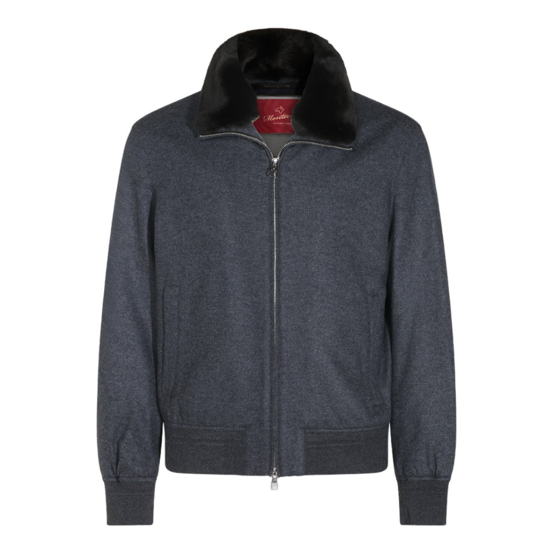 Montecore Dark Grey Wool Black Fur Collar Jacket
