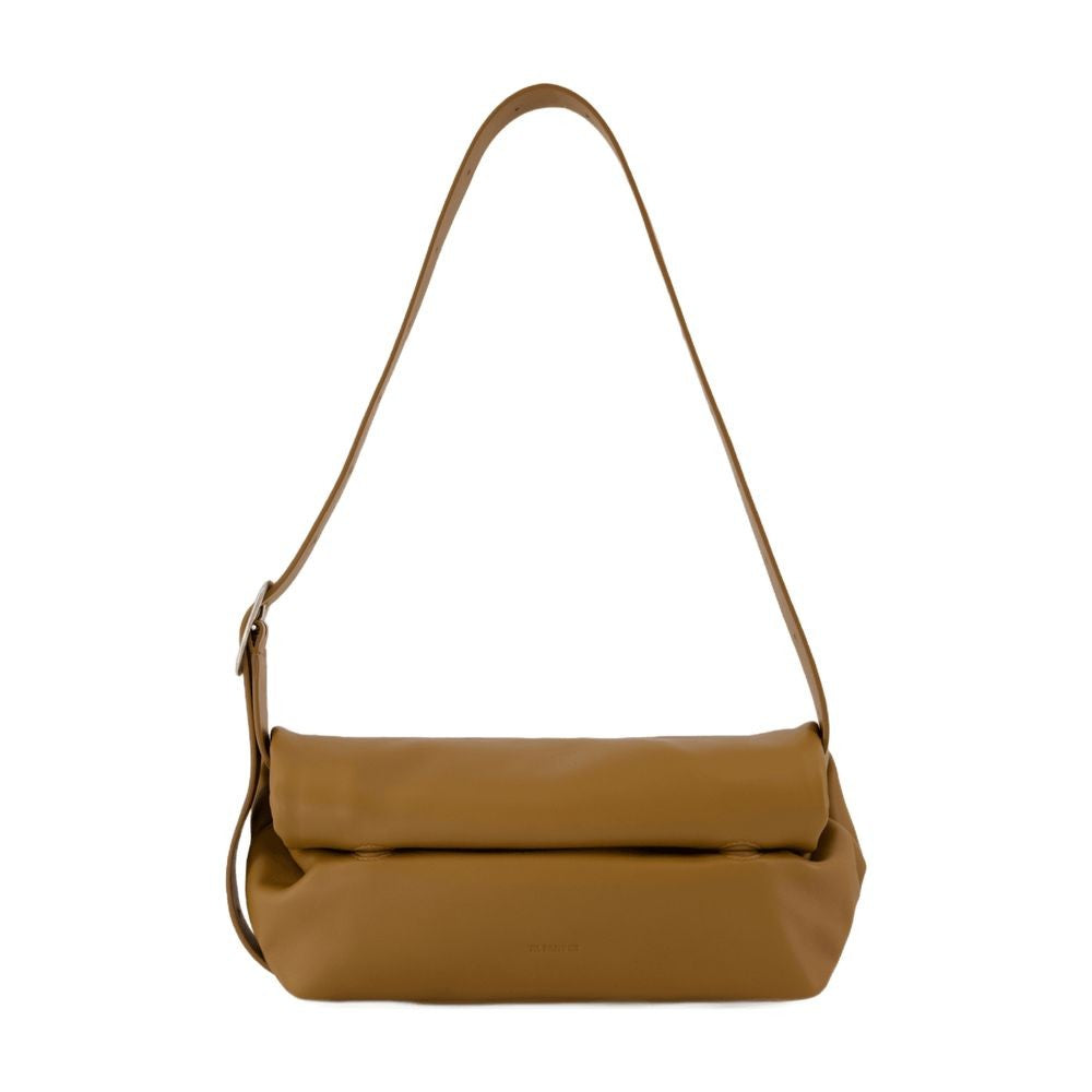 Jil Sander Khaki Leather Rollup Small Square Belt Shoulder Bag