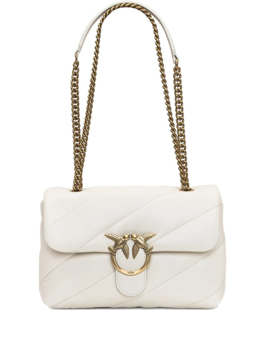 Pinko Beige Quilted Gold-Tone Shoulder Bag