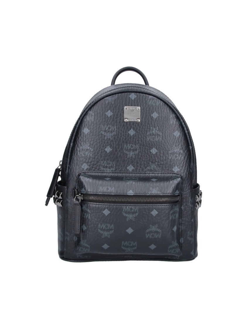 Mcm Black Stark Visetos Fabric Backpack